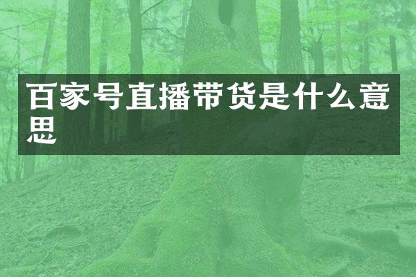 百家号直播带货是什么意思