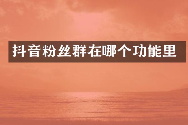 抖音粉丝群在哪个功能里