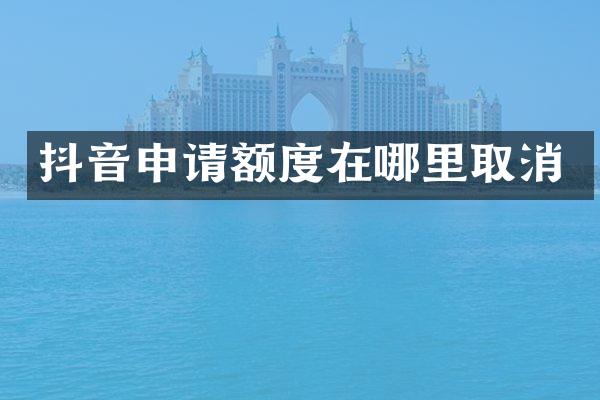 抖音申请额度在哪里取消