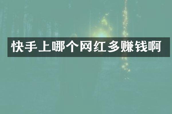 快手上哪个网红多赚钱啊