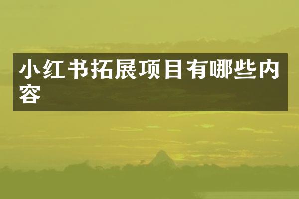 小红书拓展项目有哪些内容