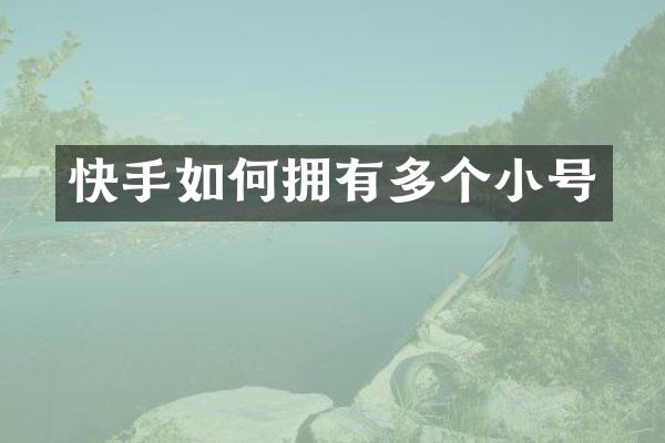 快手如何拥有多个小号
