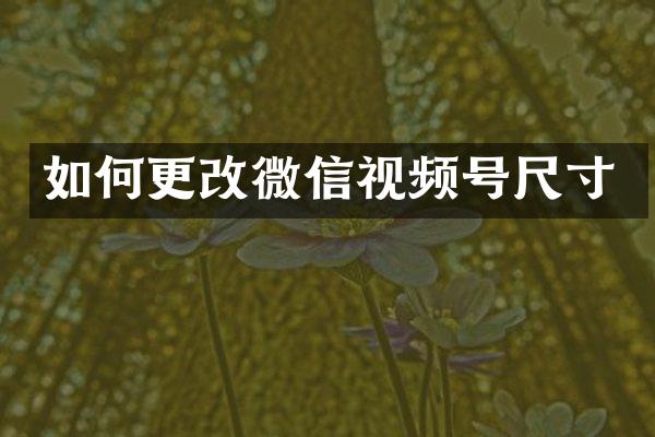 如何更改微信视频号尺寸