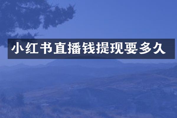 小红书直播钱提现要多久