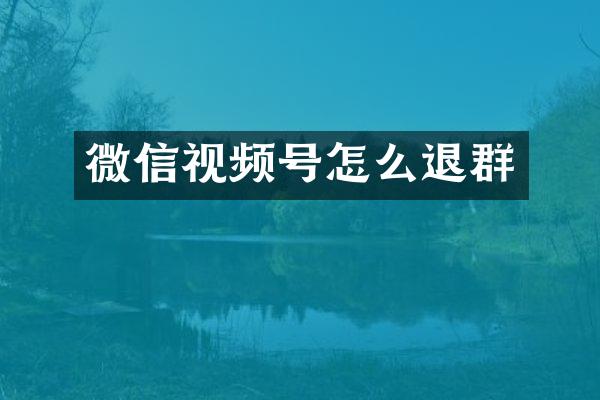 微信视频号怎么退群