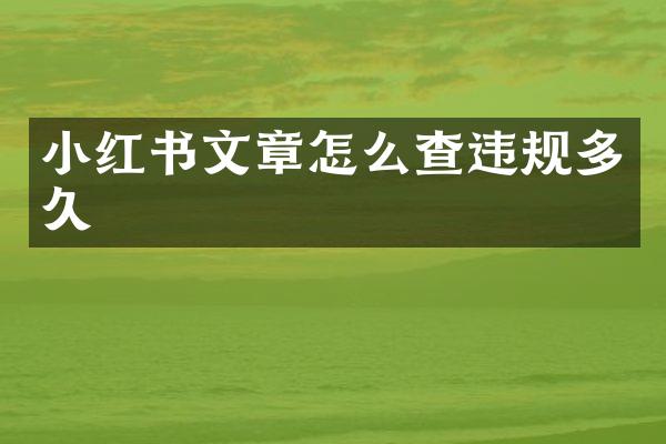 小红书文章怎么查违规多久