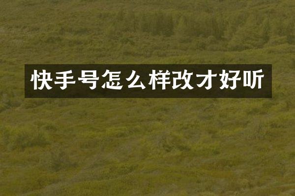 快手号怎么样改才好听
