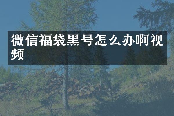 微信福袋黑号怎么办啊视频