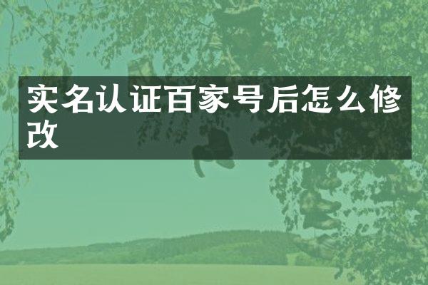实名认证百家号后怎么修改