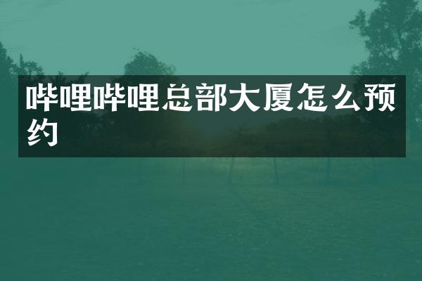 哔哩哔哩总部大厦怎么预约