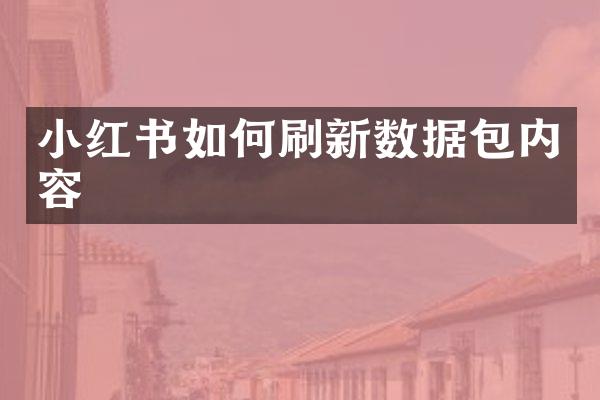 小红书如何刷新数据包内容