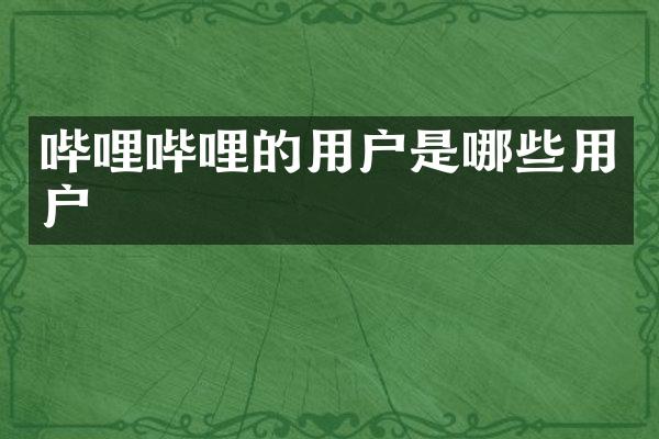 哔哩哔哩的用户是哪些用户