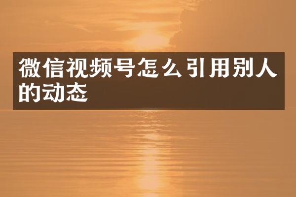 微信视频号怎么引用别人的动态