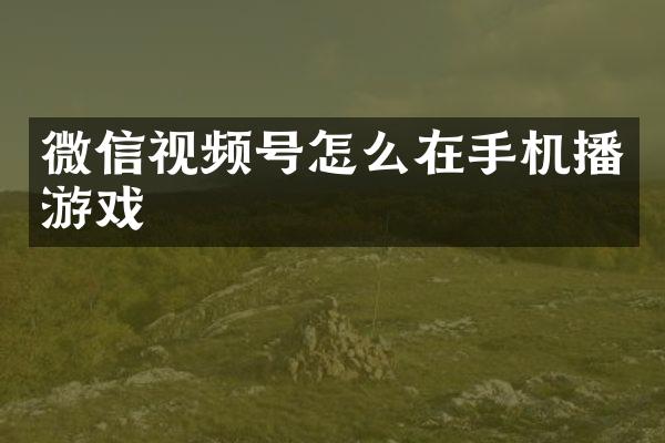 微信视频号怎么在手机播游戏