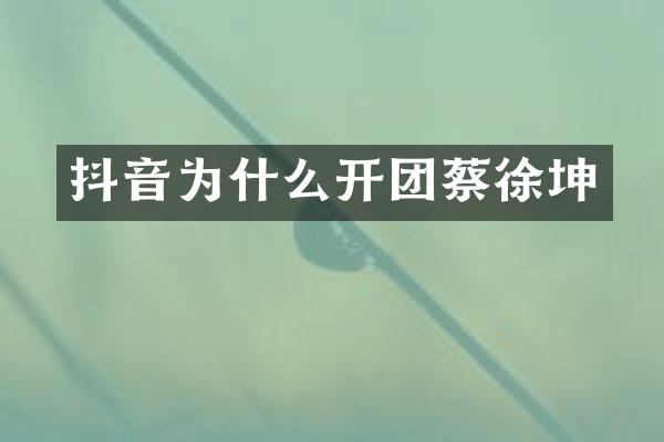 抖音为什么开团蔡徐坤