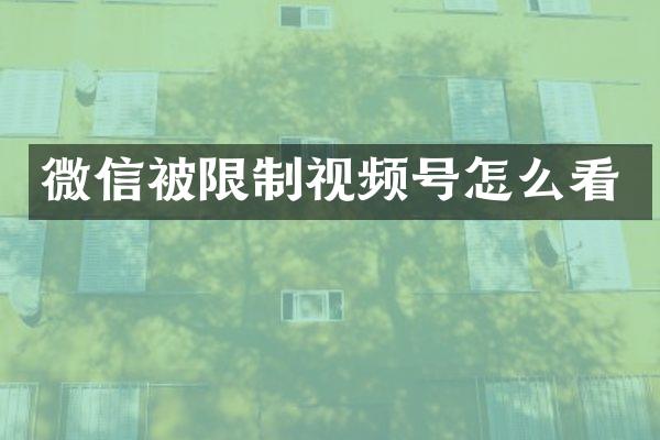 微信被限制视频号怎么看