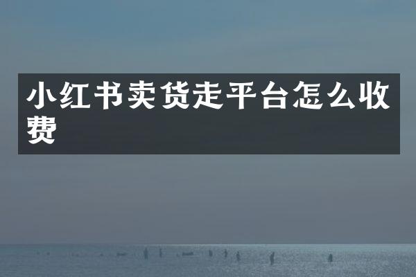 小红书卖货走平台怎么收费