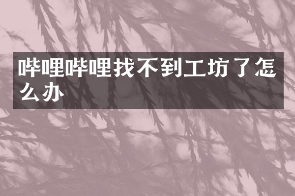 哔哩哔哩找不到工坊了怎么办