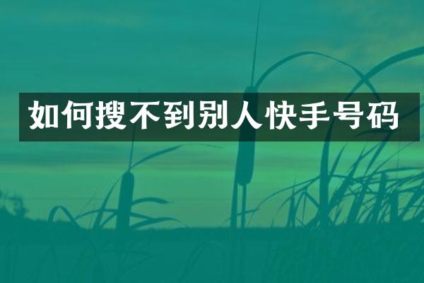 如何搜不到别人快手号码
