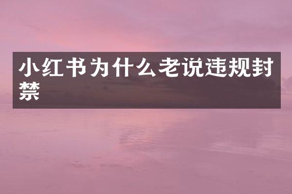 小红书为什么老说违规封禁