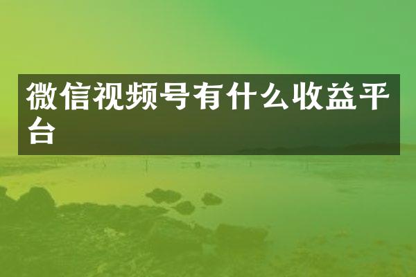 微信视频号有什么收益平台