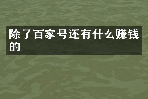 除了百家号还有什么赚钱的