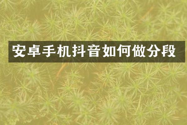 安卓手机抖音如何做分段