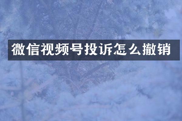 微信视频号投诉怎么撤销