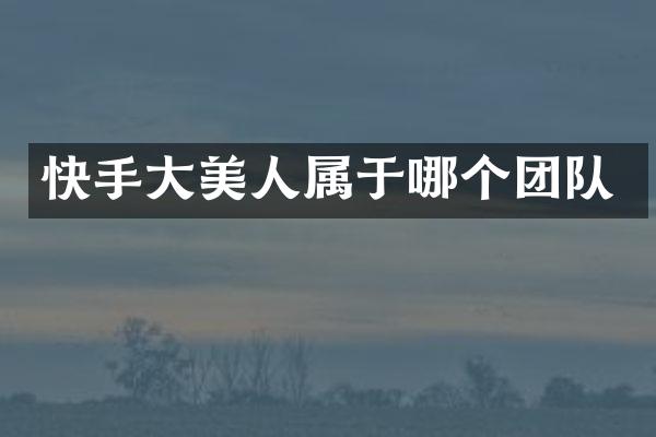 快手大美人属于哪个团队