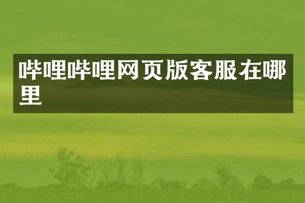 哔哩哔哩网页版客服在哪里