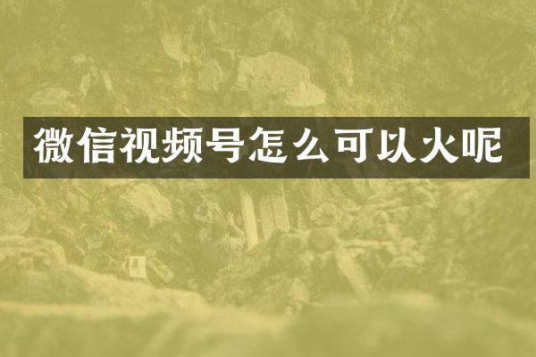 微信视频号怎么可以火呢