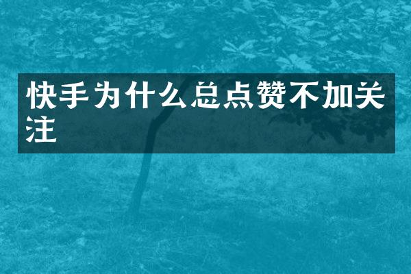 快手为什么总点赞不加关注