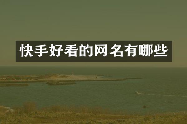 快手好看的网名有哪些