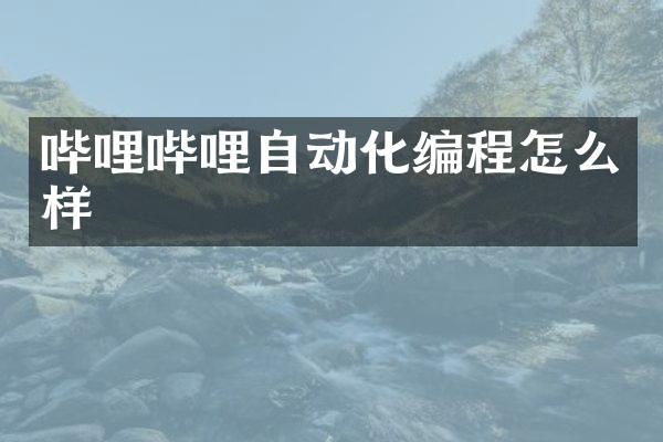 哔哩哔哩自动化编程怎么样