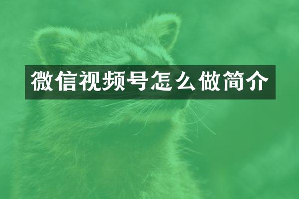 微信视频号怎么做简介