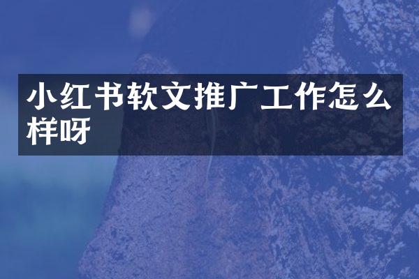 小红书软文推广工作怎么样呀