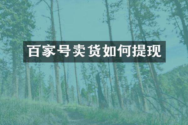 百家号卖货如何提现
