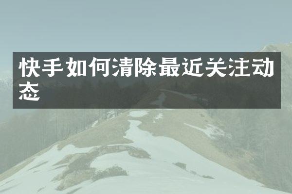 快手如何清除最近关注动态