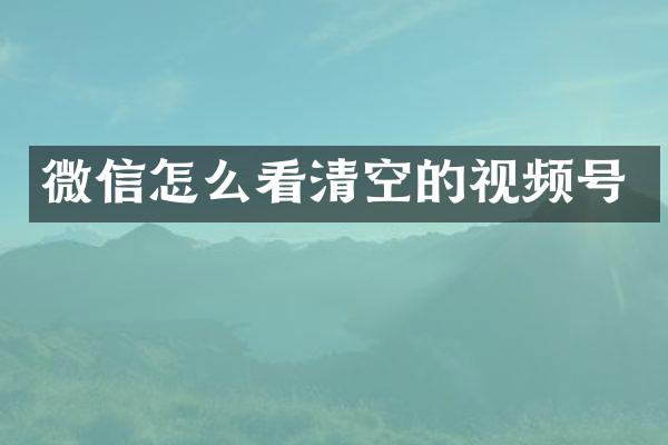 微信怎么看清空的视频号