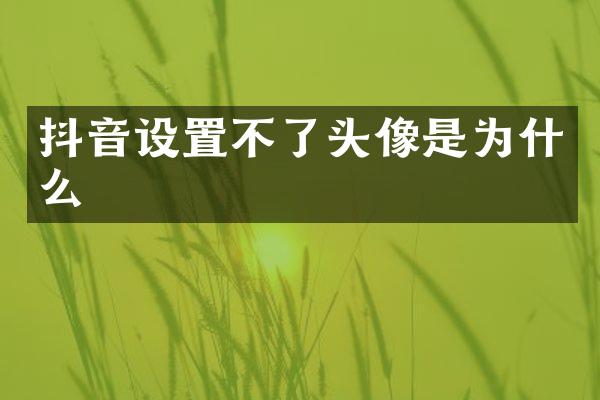 抖音设置不了头像是为什么