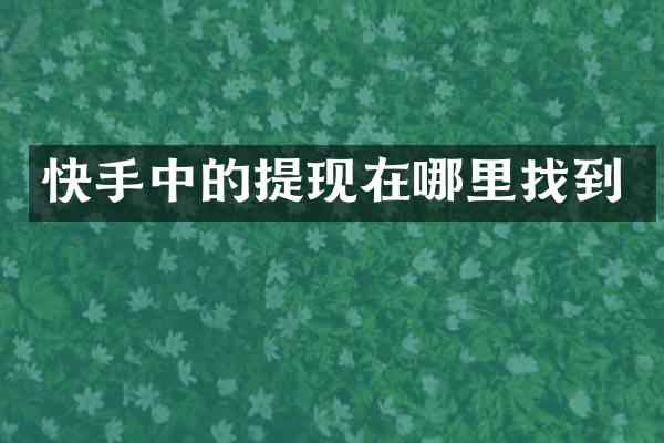 快手中的提现在哪里找到