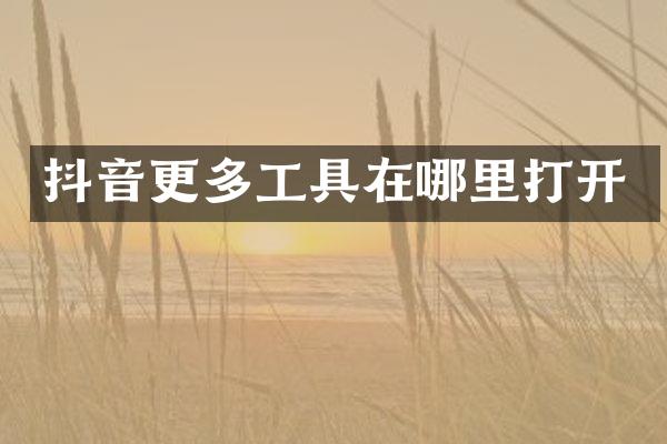 抖音更多工具在哪里打开