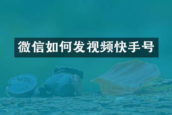 微信如何发视频快手号