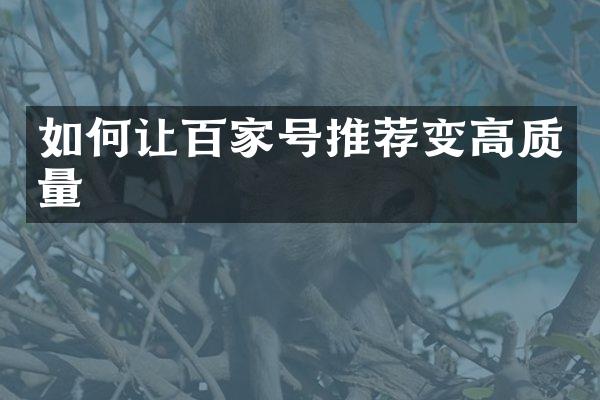 如何让百家号推荐变高质量