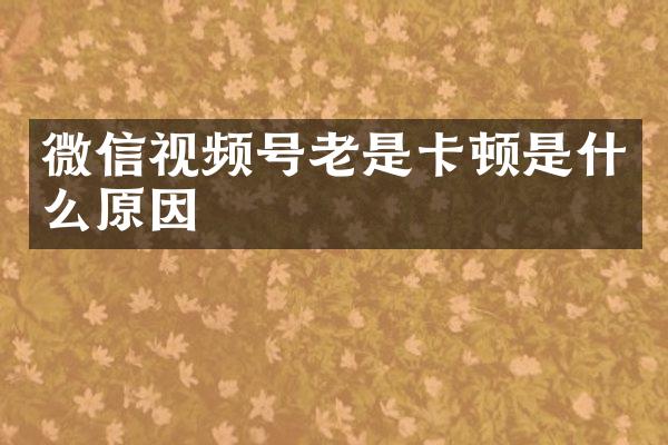 微信视频号老是卡顿是什么原因