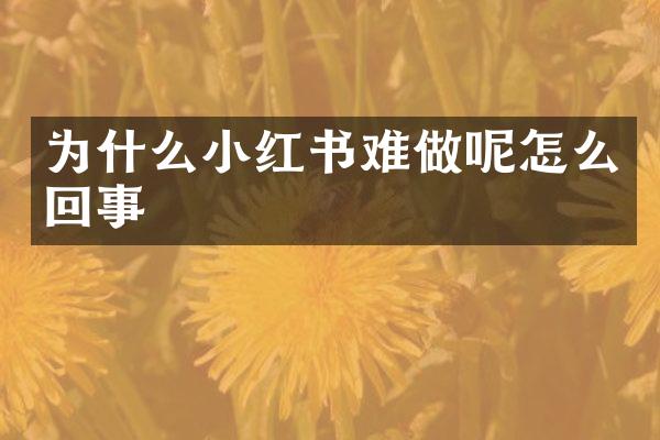 为什么小红书难做呢怎么回事