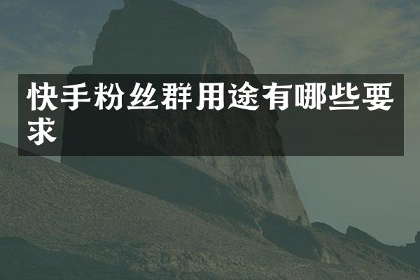 快手粉丝群用途有哪些要求