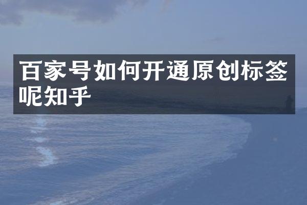 百家号如何开通原创标签呢知乎