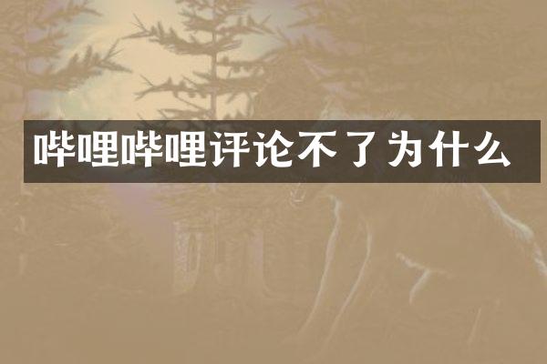 哔哩哔哩评论不了为什么