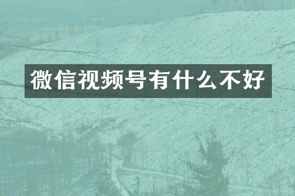 微信视频号有什么不好